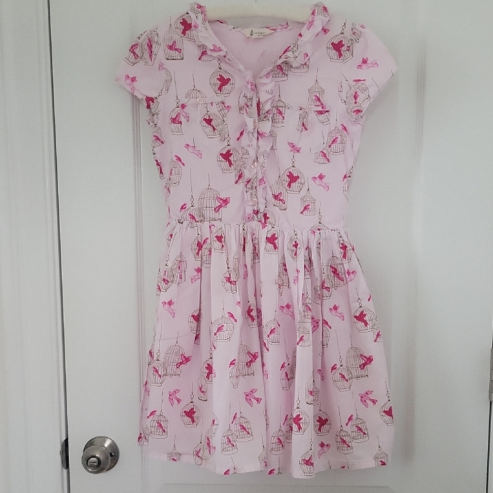 Lands' End Pink Ruffled High-Low Sundress